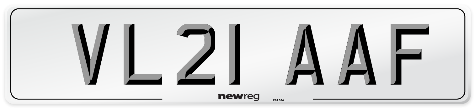 VL21 AAF Number Plate from New Reg